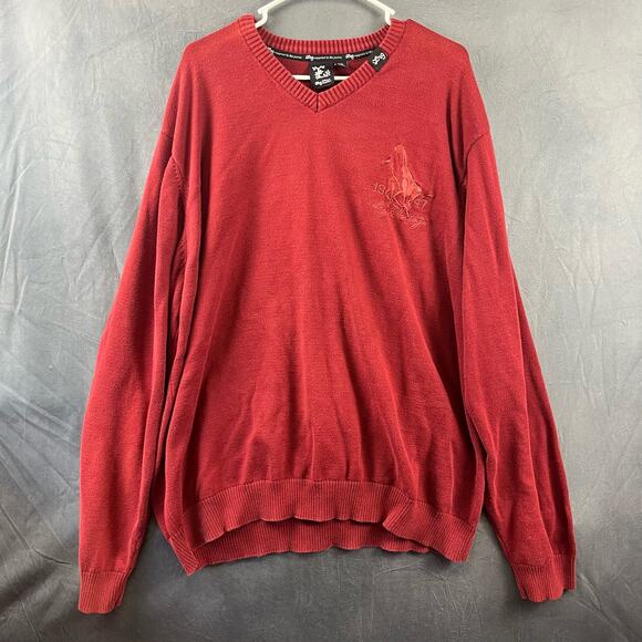 Mens 4XL Vintage LRG Slow & Low Sweater Maroon Embroidered Logo Heritage Giraffe - Picture 1 of 15
